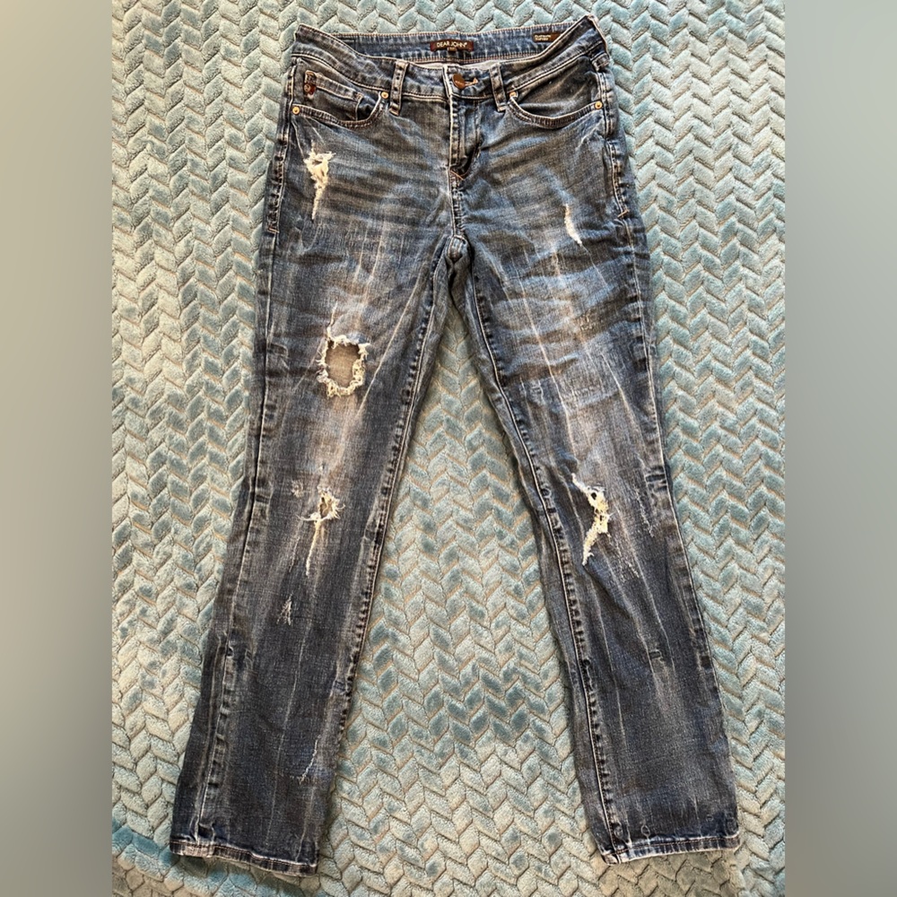 Dear John, Sz 25 distressed, cuffed and cropped straight leg jeans, in GUC!!